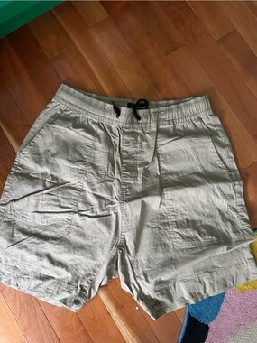 Zanerobe Men's Light Khaki Hybrid Golf Shorts Elastic Drawstring Waist 34